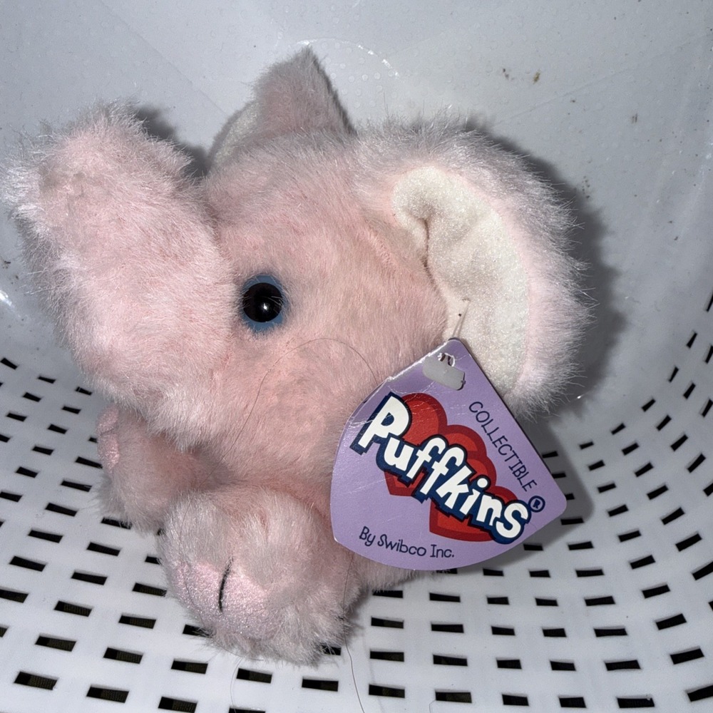 SWIBCO PUFFKINS PETALS THE PINK  ELEPHANTPlush Toy Beanbag 4.5" VTG